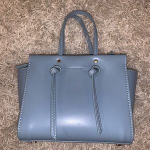 Zara Light Blue Faux Leather Mini Tote Purse Crossbody
